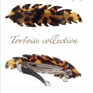 Tortoise Shell Barrette Hair Clip Leaf Shape